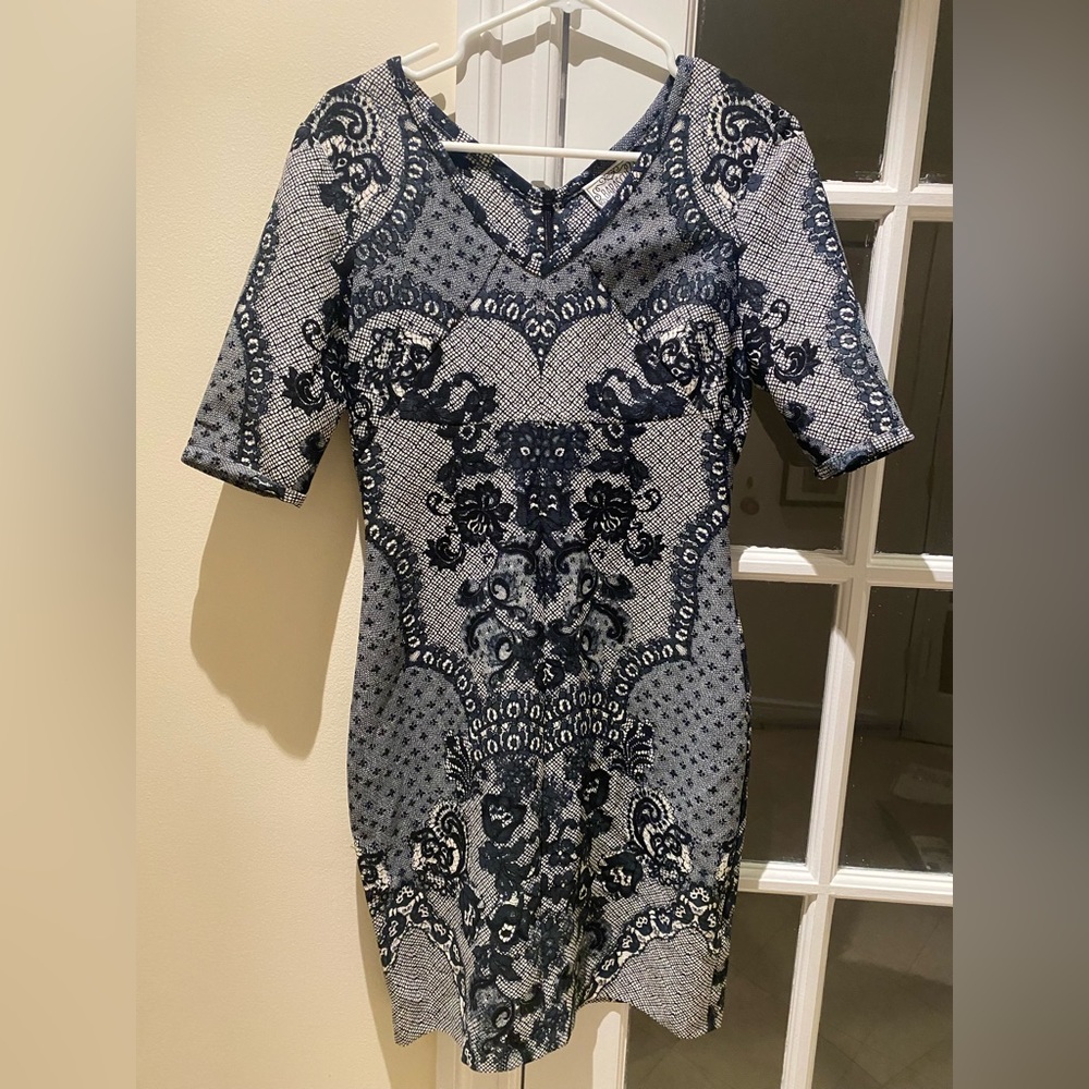 Anthropologie baraschi black pattern dress size 4